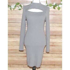 Derek Heart Gray Sweater Dress Size L Ribbed Stretch Long Sleeve Bodycon